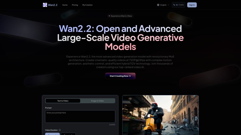 Screenshot of Wan 2.2-