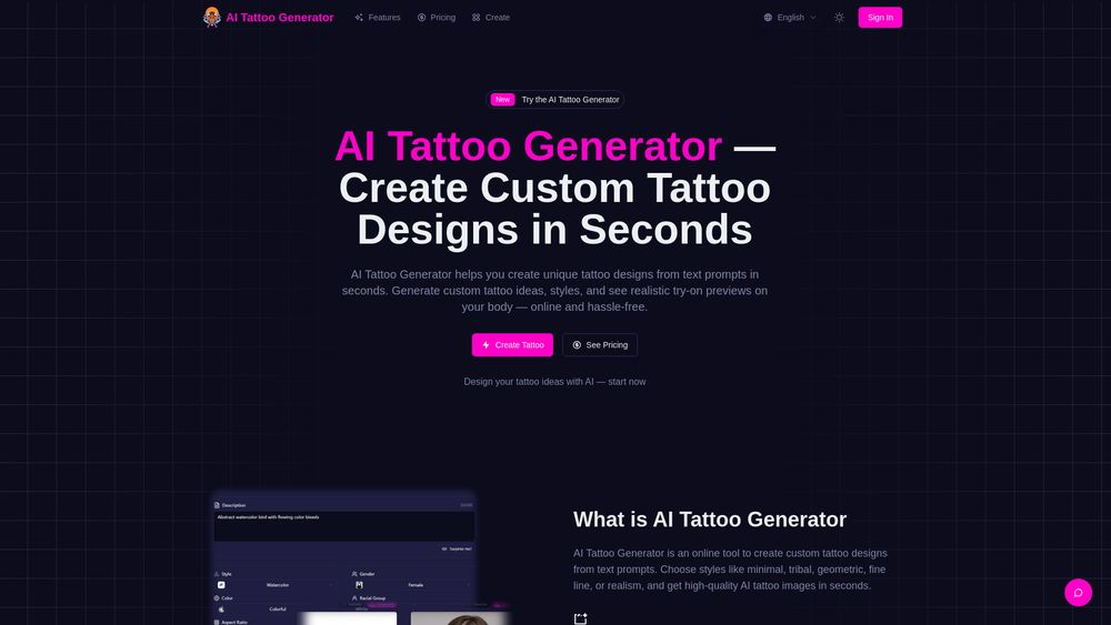 Screenshot of TattooAI