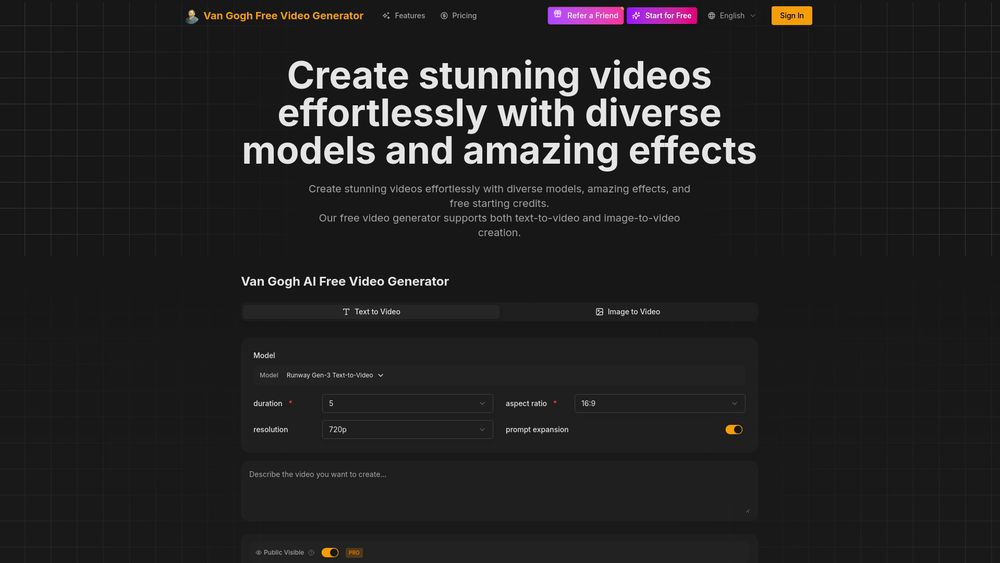 Screenshot of Van Gogh Free Video Generator Screenshot of Van Gogh Free Video Generator