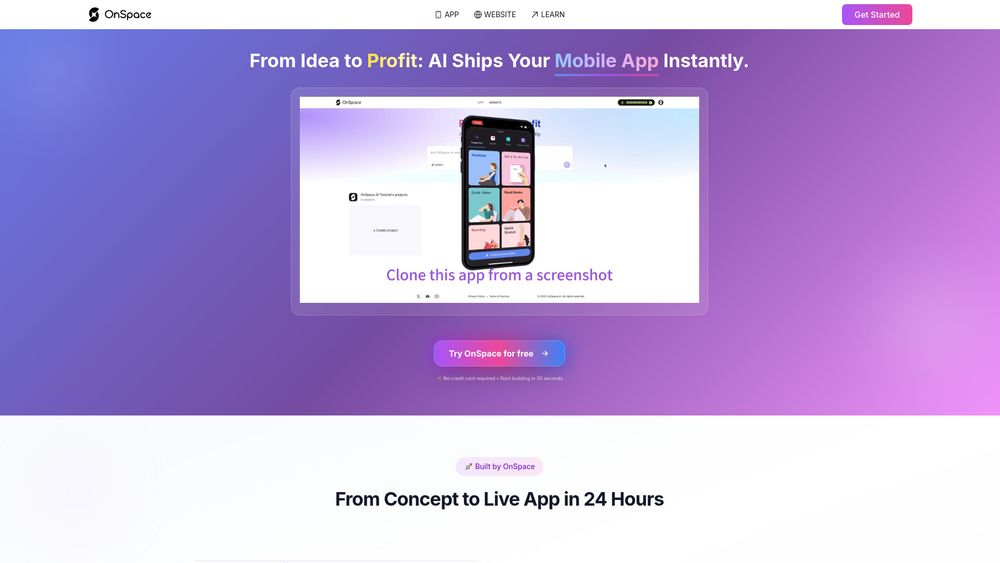 Screenshot of OnSpace.AI: App Builder AI No-code Platform