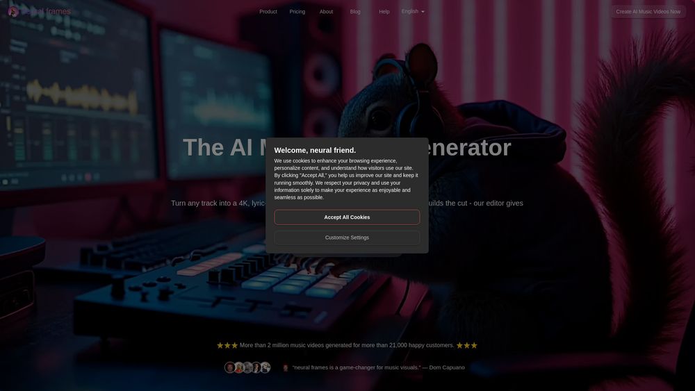 Screenshot of AI music video generator