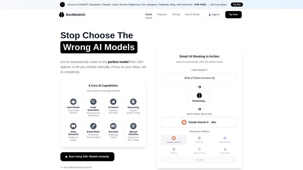 Screenshot of BestModelAI