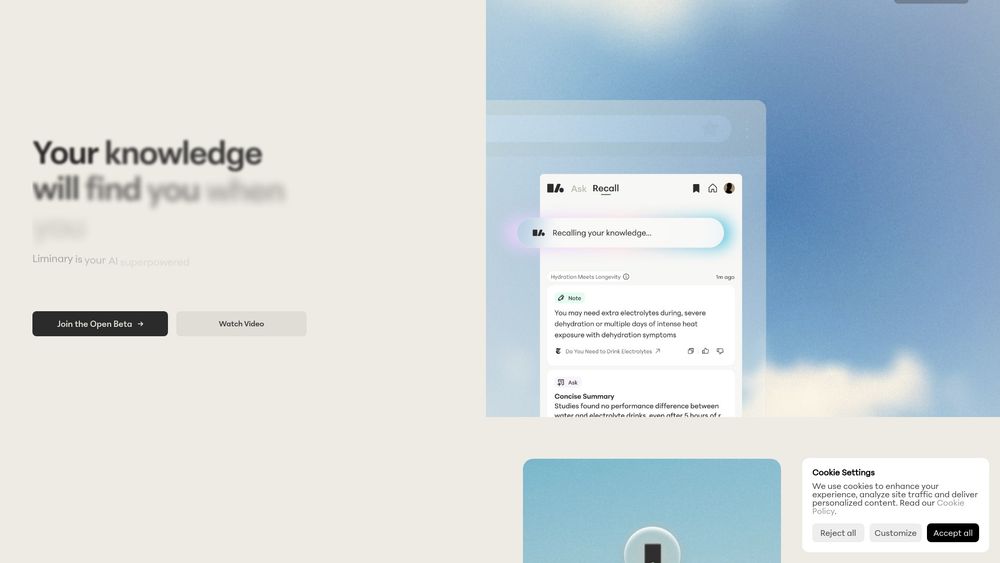 Screenshot of Liminary