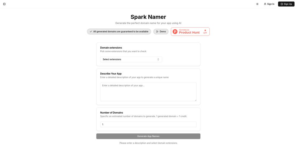 Screenshot of Spark Namer