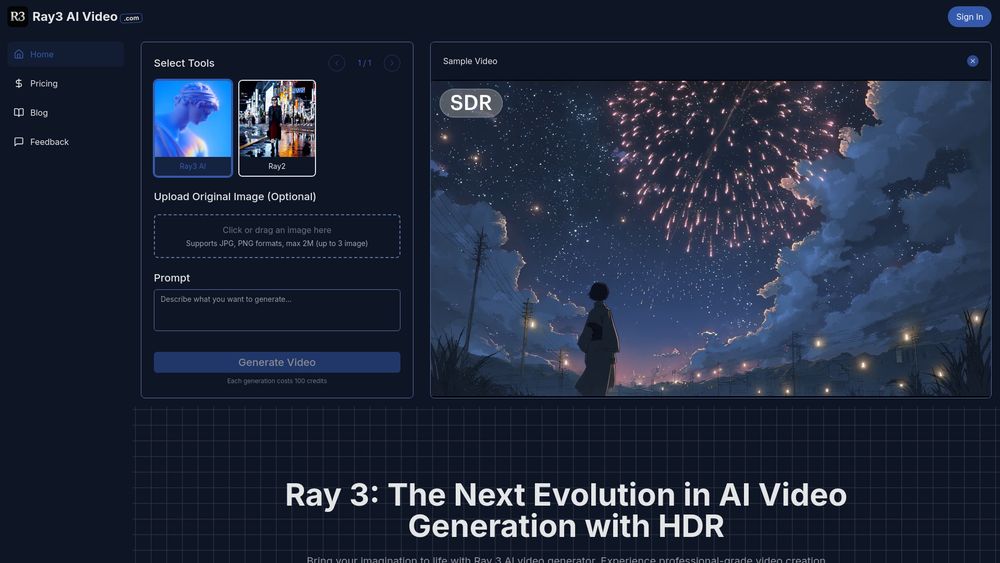 Screenshot of Ray 3 AI Video