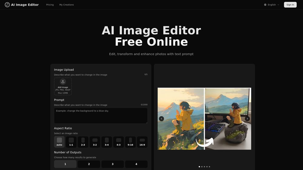 Screenshot of aiimageedit.ai
