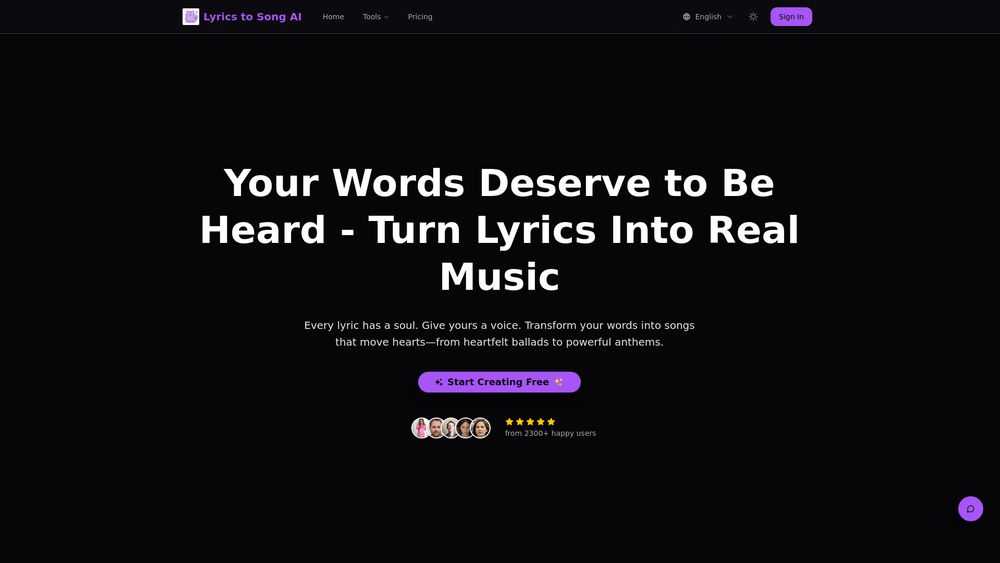 Screenshot of Lyrics To Song AI-