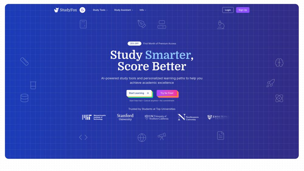 Screenshot of StudyFox
