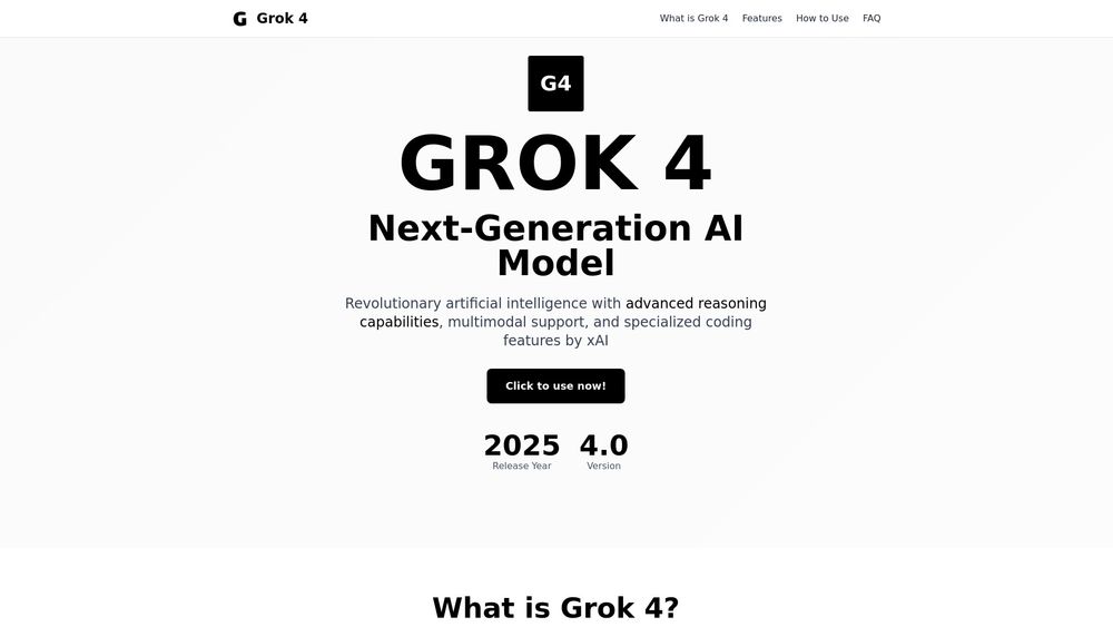 Screenshot of Grok 4 - Next-Generation AI Model by xAI