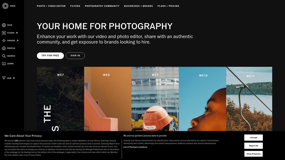 Screenshot of VSCO