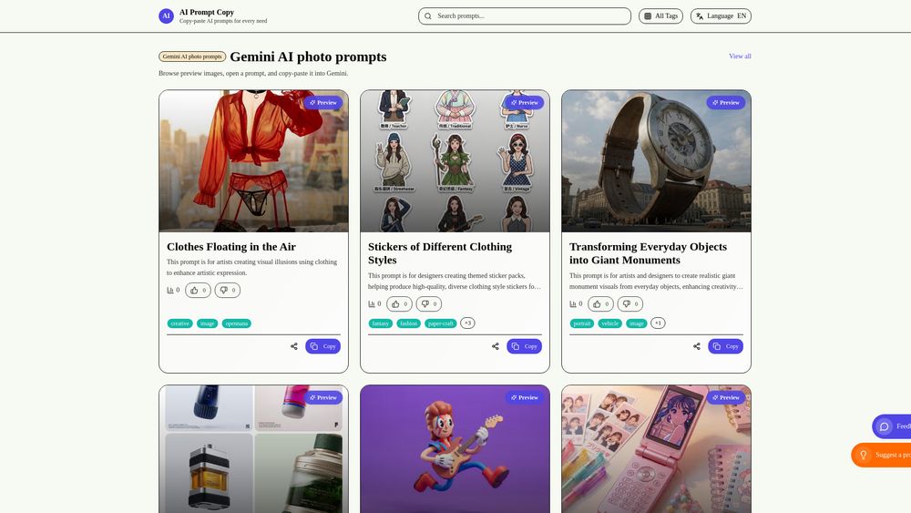 Screenshot of AI Prompt Copy