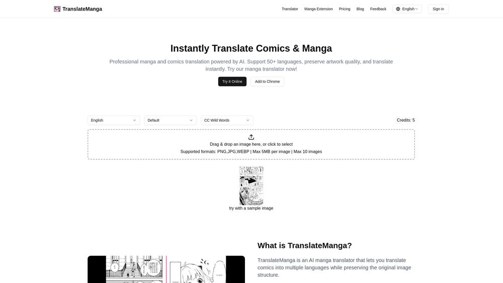 Screenshot of TranslateManga