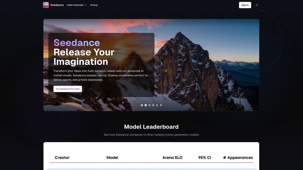 Screenshot of Seedance Video Generator