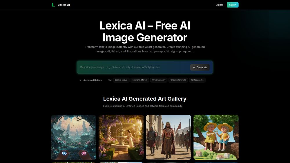 Screenshot of Lexica AI