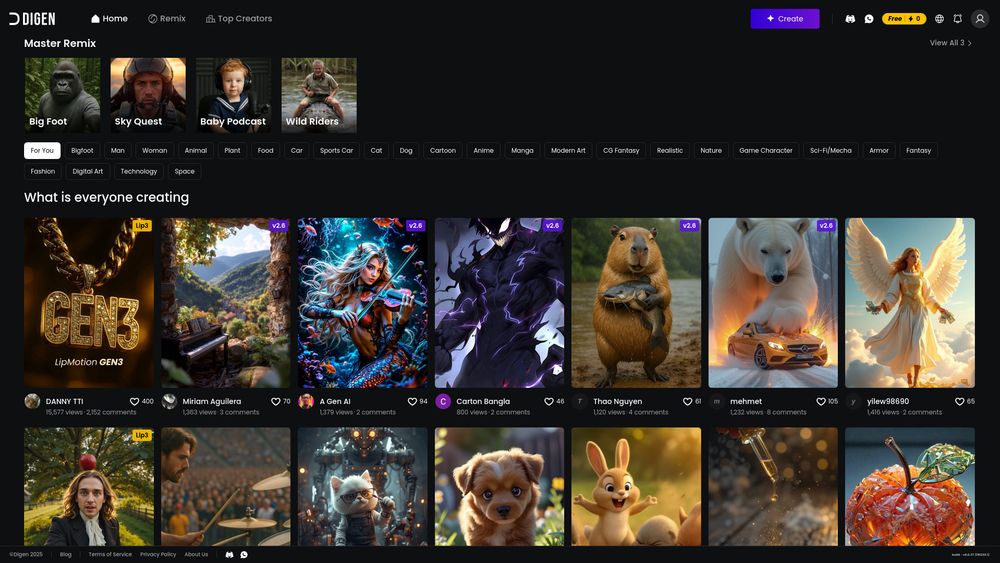 Screenshot of Digen AI