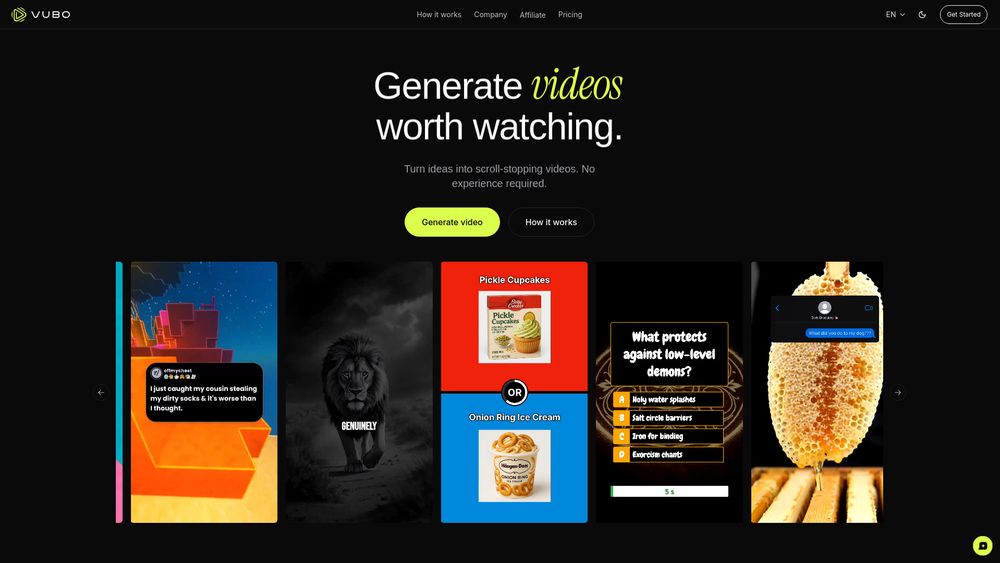 Screenshot of VUBO