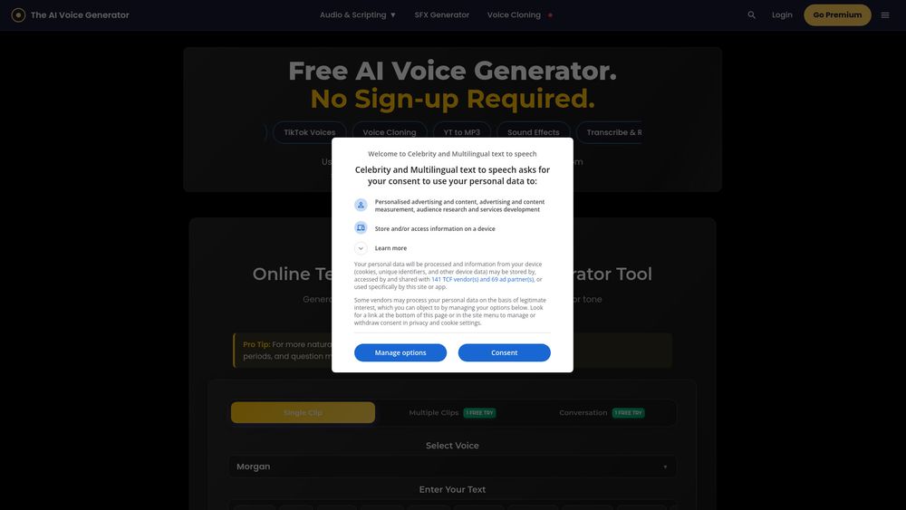 Screenshot of The AI Voice Generator Screenshot of The AI Voice Generator