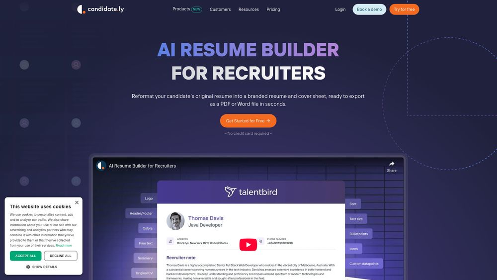 Screenshot of AI Resume builder for Recruiters