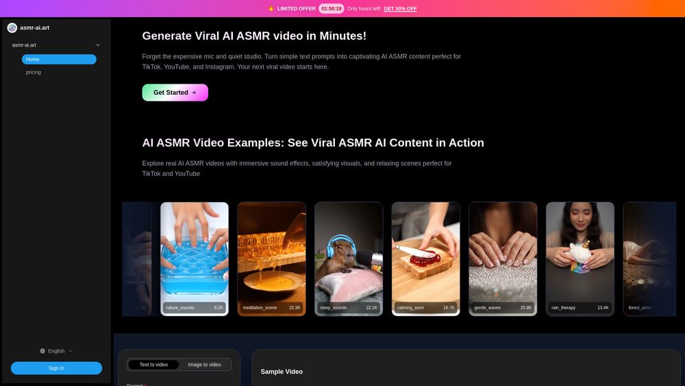 Screenshot of AI ASMR Generator Screenshot of AI ASMR Generator