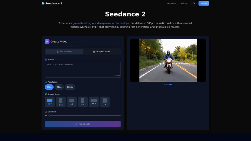 Screenshot of Seedance 2.0