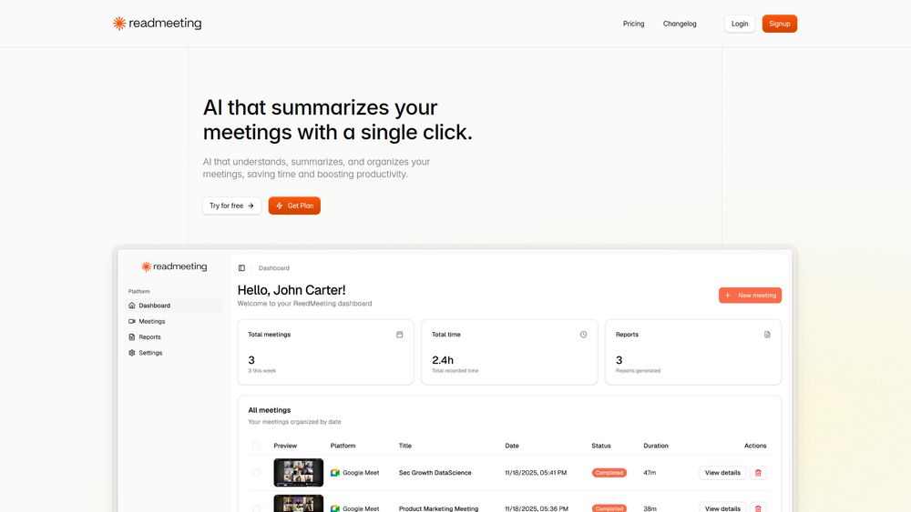 Screenshot of ReadMeeting