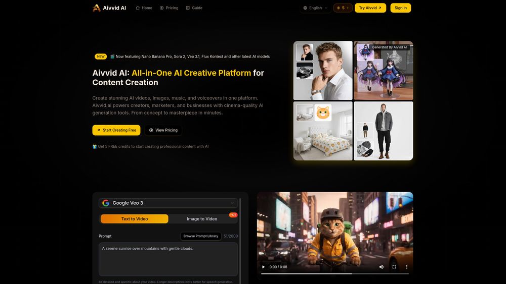 Screenshot of Aivvid AI