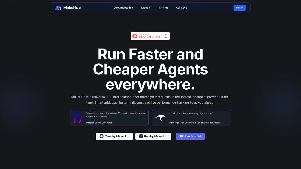 Screenshot of MakeHub.ai