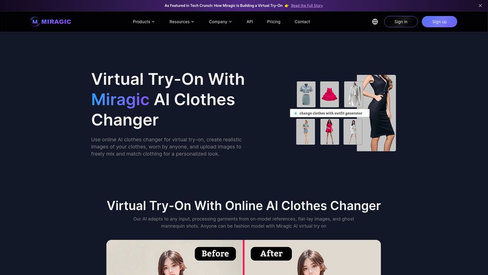 Screenshot of Miragic Virtual Try-on Clothes