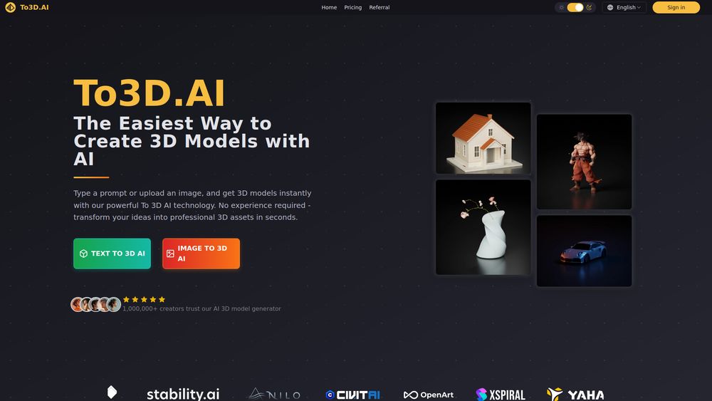 Screenshot of To3D.AI
