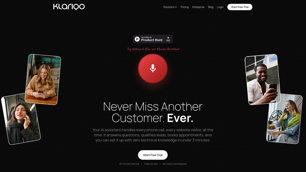 Screenshot of Klariqo AI Voice Assistants