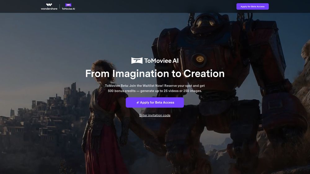Screenshot of WonderShare ToMoviee AI