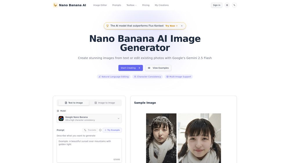 Screenshot of Nano Banana AI — AI Image Generator & Editor