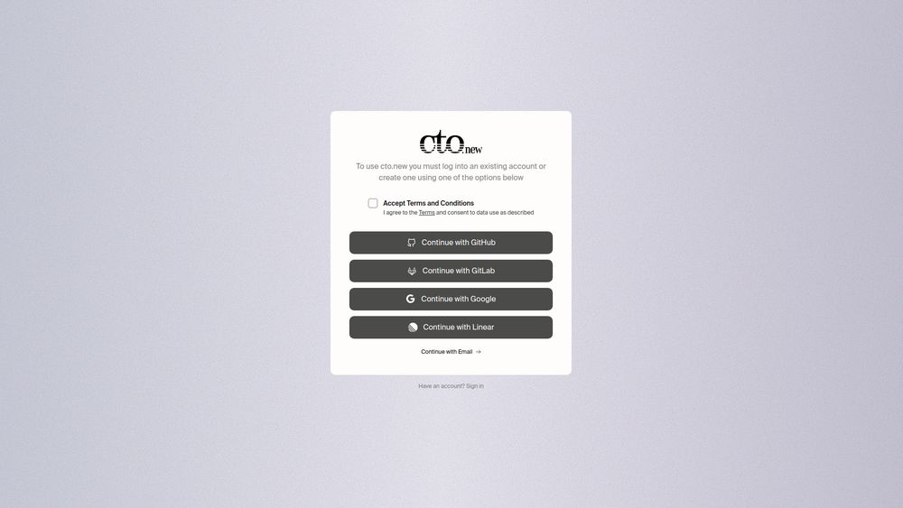 Screenshot of cto.new