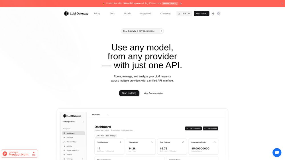 Screenshot of LLM Gateway