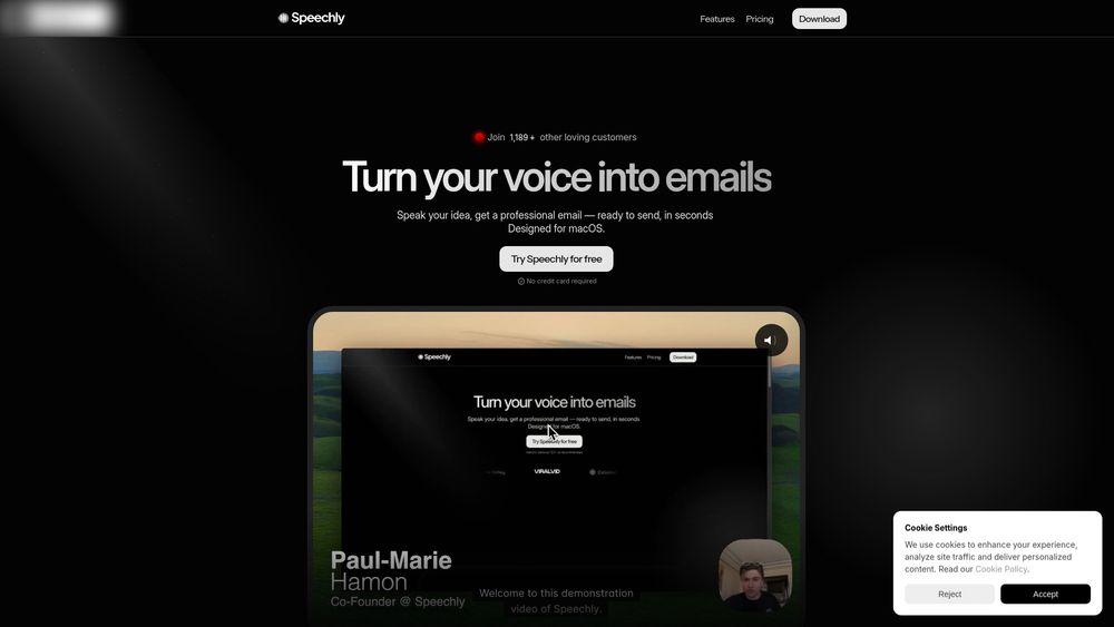 Screenshot of Speechly