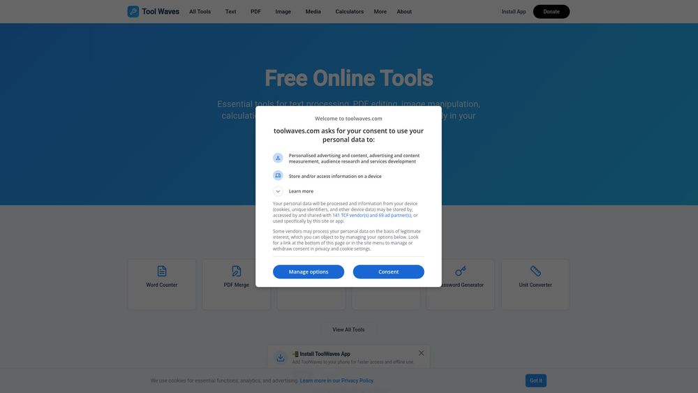 Screenshot of ToolWaves