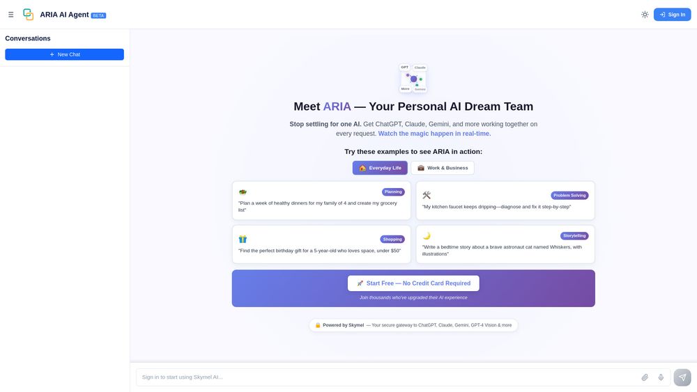 Screenshot of Skymel' ARIA (Beta)