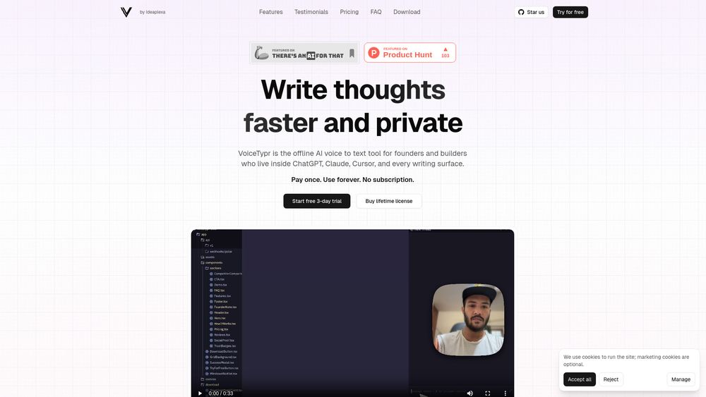 Screenshot of Voicetypr