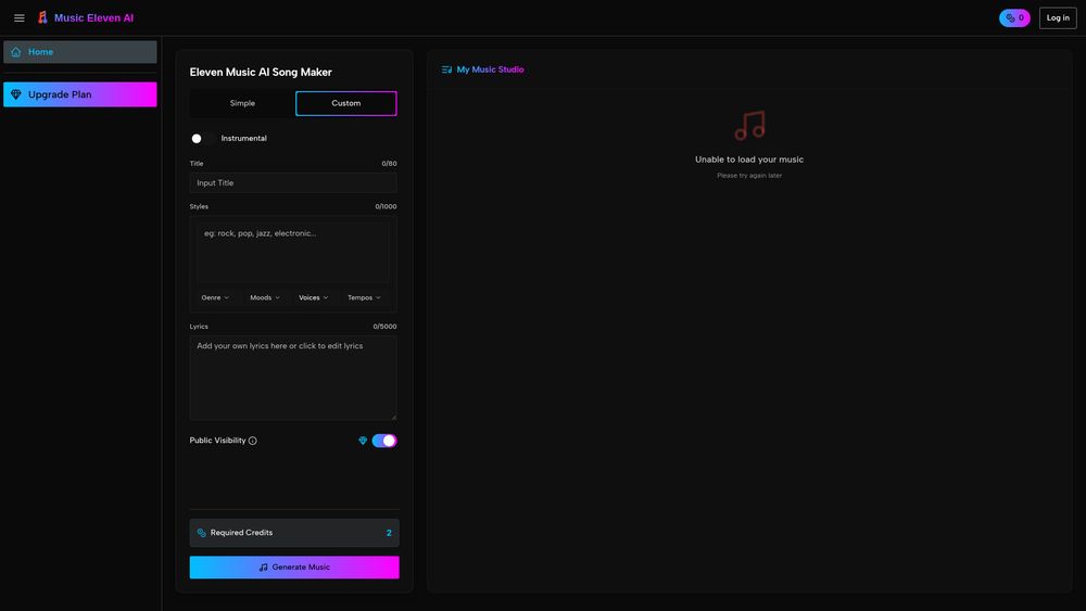 Screenshot of Music Eleven AI