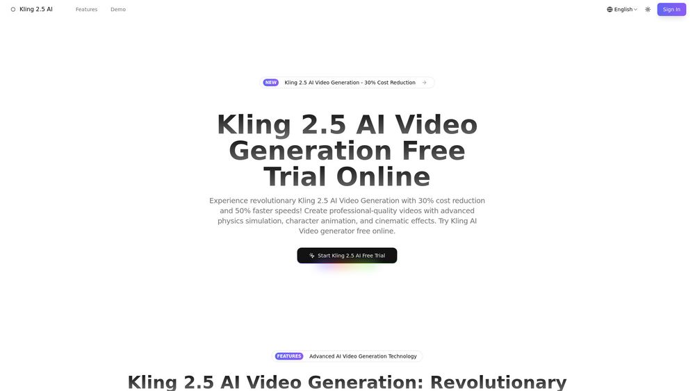 Screenshot of Kling 2.5