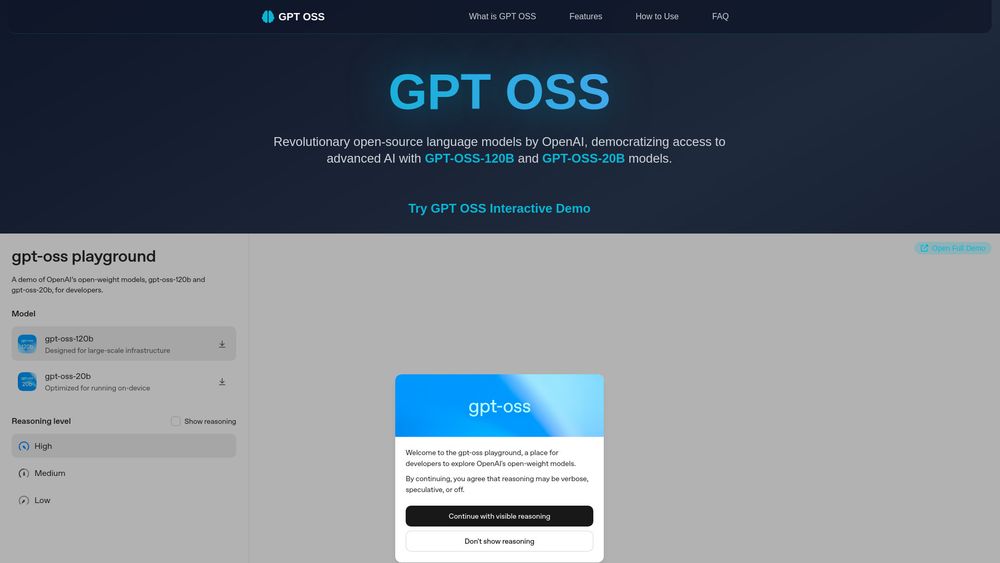 Screenshot of gpt oss