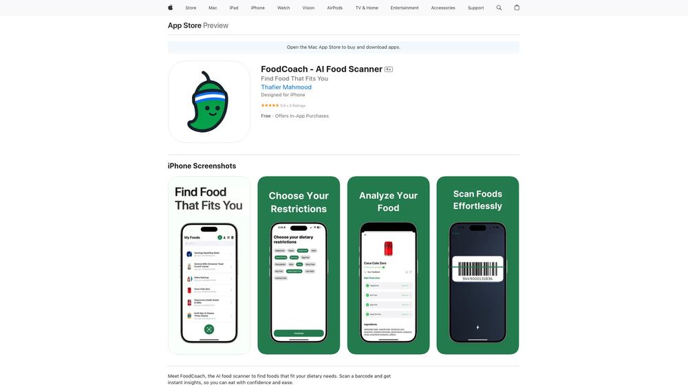 Screenshot of FoodCoach