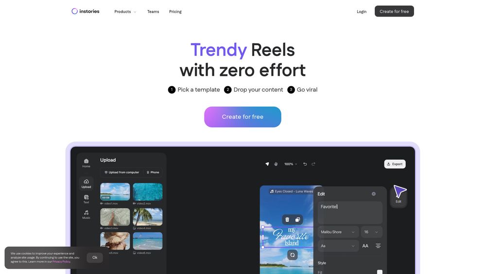 Screenshot of Instories Screenshot of Instories