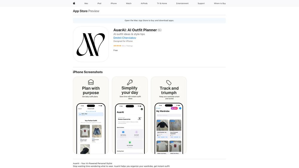 Screenshot of AuarAI: AI Outfit Planner