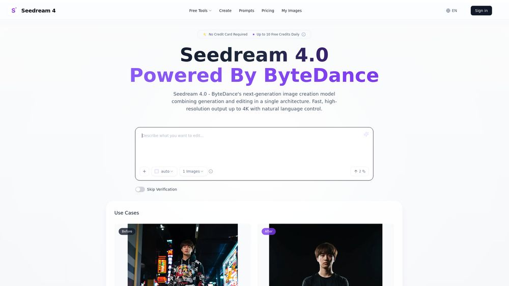 Screenshot of Seedream 4.0 - Free Advanced ByteDance's AI Image Editor