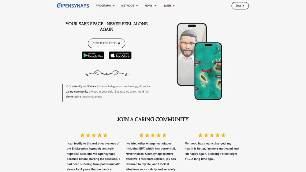 Screenshot of OpenSynaps AI - Your safe place, never feel alone anymore