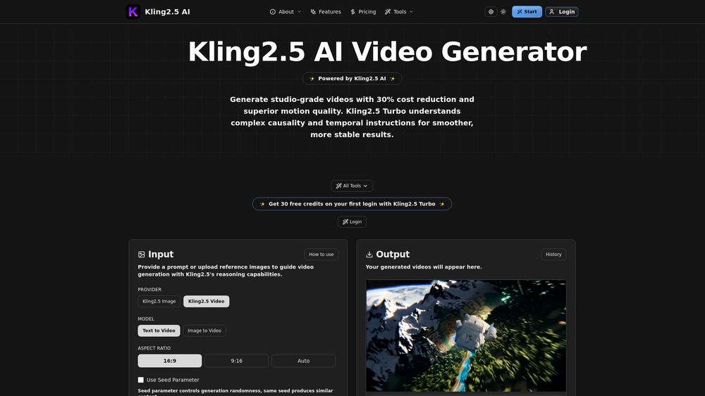 Screenshot of Kling 2.5 AI