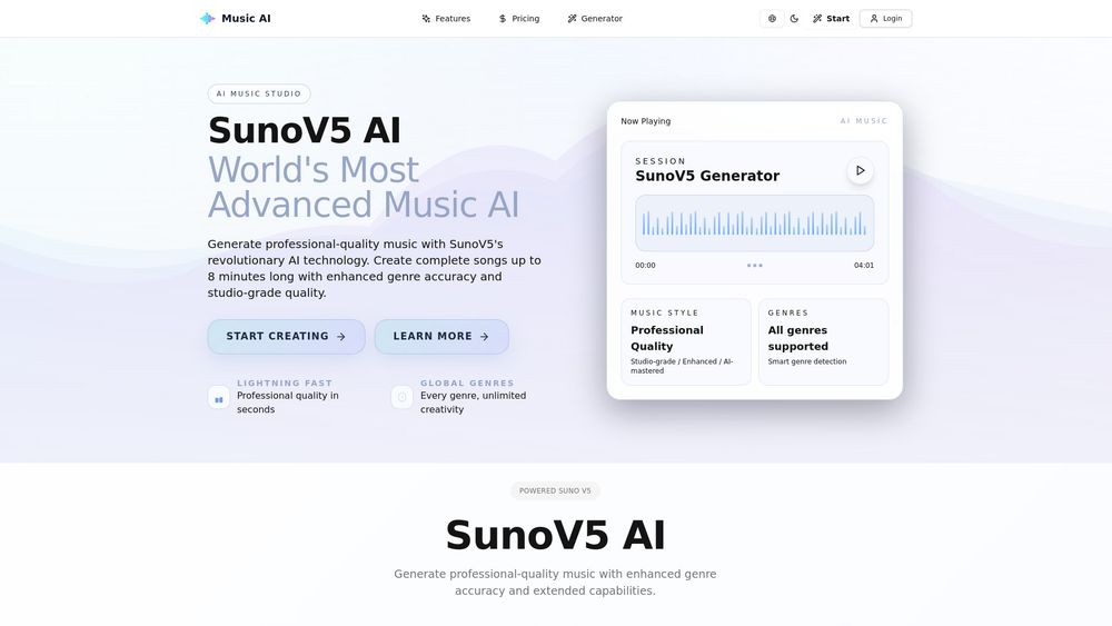 Screenshot of Suno V5
