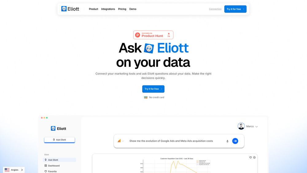 Screenshot of Eliott - Ask anything about your data