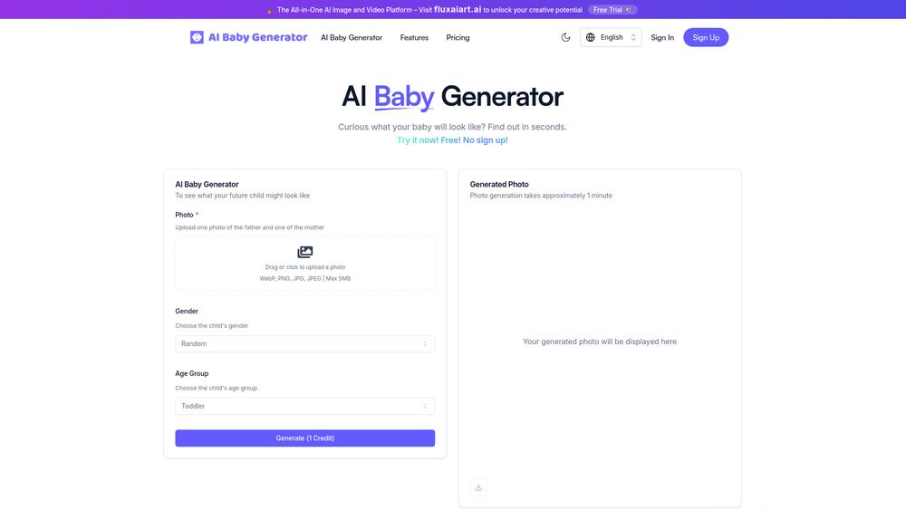 Screenshot of AI Baby Generator Online Free